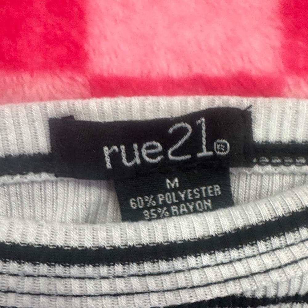 Rue21 White and Black Striped Ribbed Tank - Picture 2 of 5